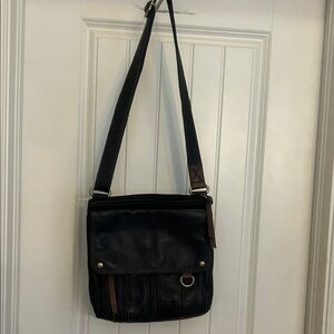Fossil Black Leather Crossbody Bag